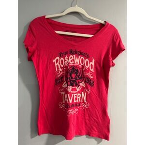 True Religion Rosewood Tavern Graphic‎ Tee V Neck Short Sleeve XS
